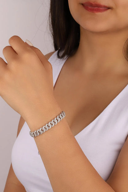 Luxury Jewelry Bling CZ Cuban Link Bracelet Two Row Zircon Copper Miami Cuban Bracelet Iced Out Hip Hop Men Women