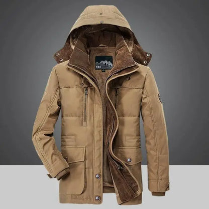 New Men Winter Fleece Warm Thick Windproof Parkas Jackets Coat Men Autumn Fashion Hooded Casual Parkas Men