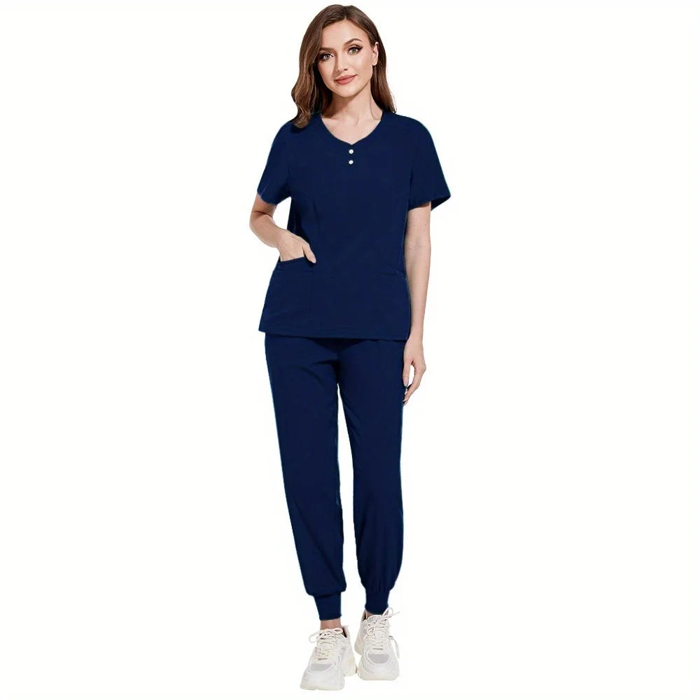 Ideal for Women in Pet Stores & Beauty SPA Spa Scrubs Top and Pants Women's and Men's 2-Piece Soft Scrubs Set