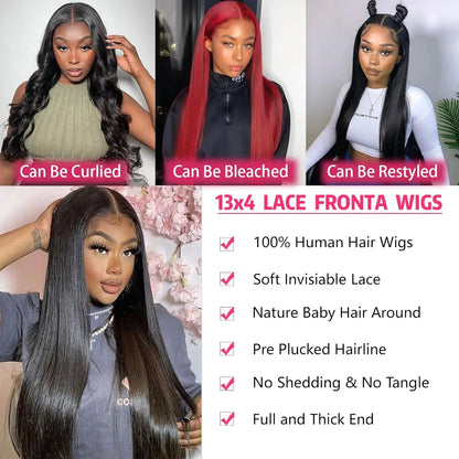 30 inch 13x4 13x6 Straight Hd Lace Frontal Wig Human Hair 180% Density Brazilian Remy Straight Wigs 100% Human Hair for Women
