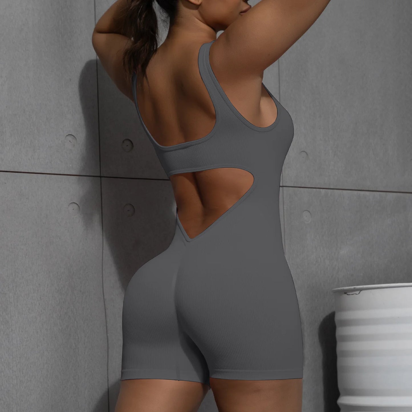 Sexy Backless Jumpsuits Women Sports Fitness Summer Fashion New Rompers Slim Casual Hollow Out Back Gym Bodysuit