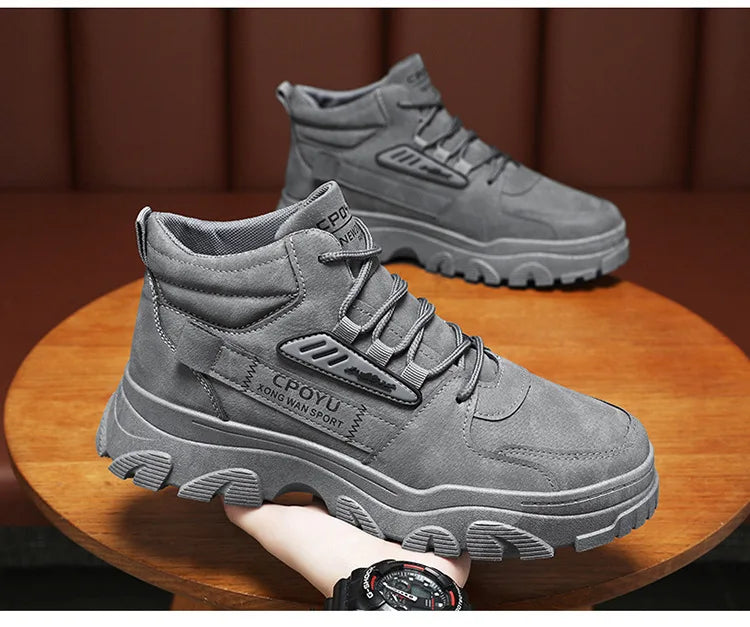Spring Men's High Top Breathable Work Shoes Trendy All-Match Anti-Slip Wear-Resistant Sports Casual Labor Protection Shoes