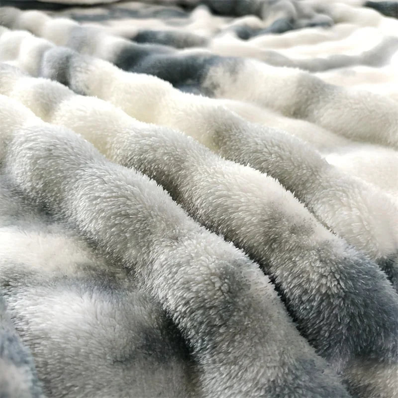 Luxurious Faux Rabbit Fur Bed Blanket - Soft, Thick, and Warm  Throw  All Seasons, Versatile for Sofa, Shawl, Travel, and Gifts