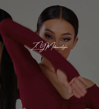 Latin Dance set Clothes Girls Long SLeeves Short Top Skirt Cha cha samba Performance Competition Dress Burgundy Black Dress Kids