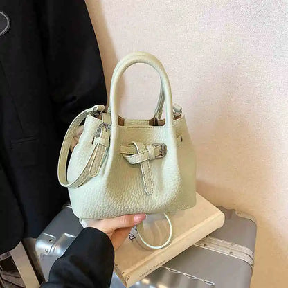 Fashion Red Bucket handbags Korean Casual Simple One Shoulder Bags Summer Female Temperament Versatile PU Crossbody Bag