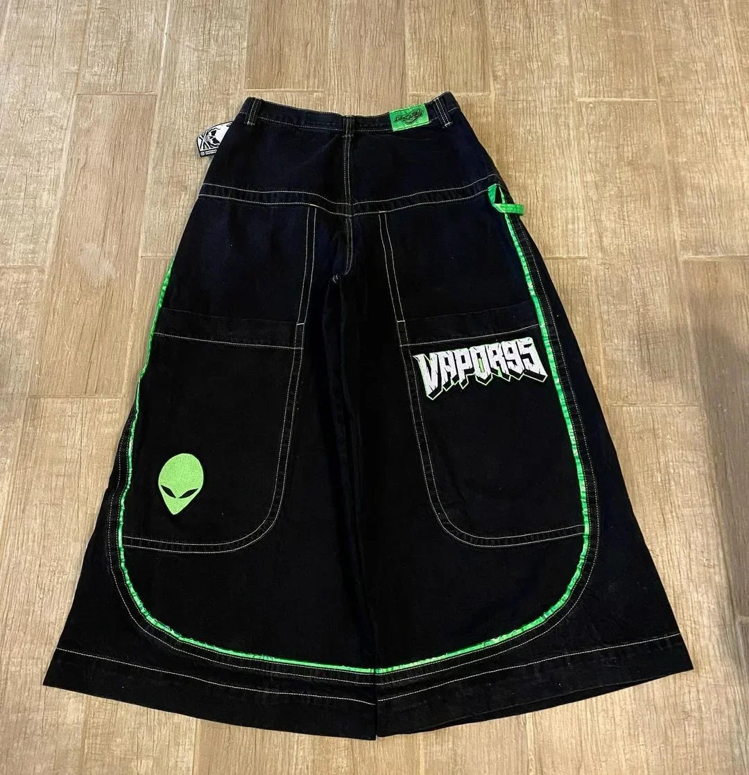 Streetwear 90s American New Trend Retro Skull Embroidery Baggy Jeans Men's Y2K Harajuku Hip-Hop Gothic Leisure Skateboard Pants