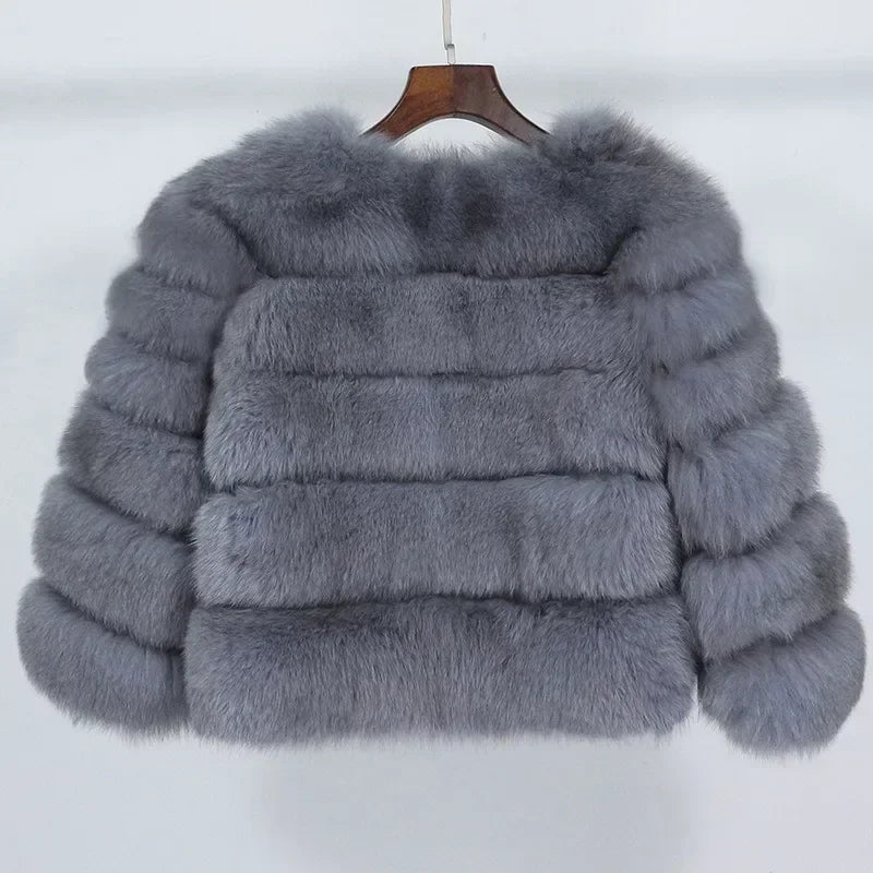 Real Fox Fur Coat Winter Jacket Women O-neck Thick Fashion 2025 & 2026 Natural Fox Fur Raccoon Outerwear Warm Luxury Female Plus Size