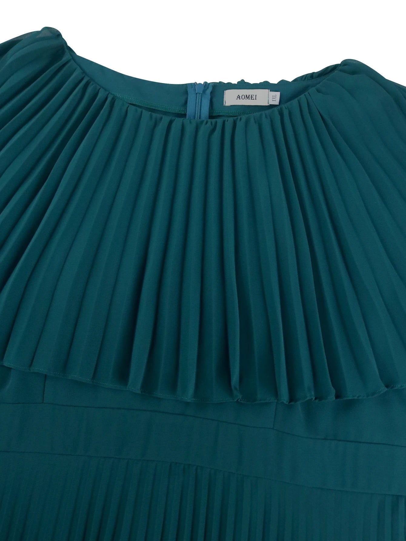 Elegant Plus Size Pleated Maxi Dress O Neck Cloak Sleeve High Waist  Perfect for Evening Event Wedding Guest or Formal Occasions