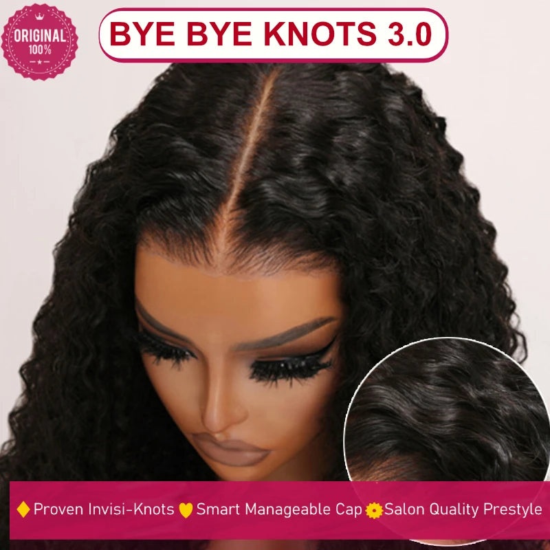 7X5 Bye Bye Knots Curly Glueless Human Hair Wig without Glue Transparent HD Lace Front Brazilian Human Hair Wig
