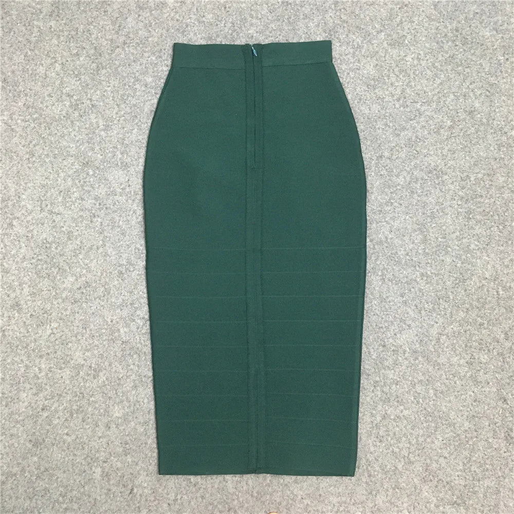 Elegant Elastic Knee Length Bandage Skirts For Women Chic High Waist Formal Occassion Office Lady Pencil Skirt Comfortable