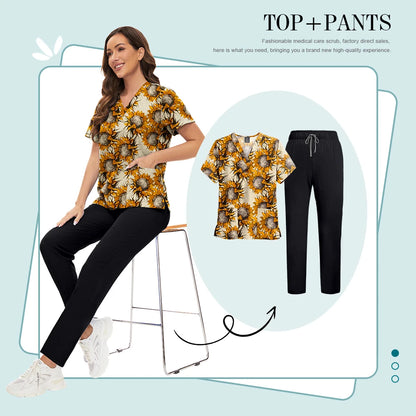 Scrubs Uniforms Sets High-quality Medical Scrub Multicolor Animal Printed Women Scrub Tops Medical Scrubs Uniform Nurse Lab Wear