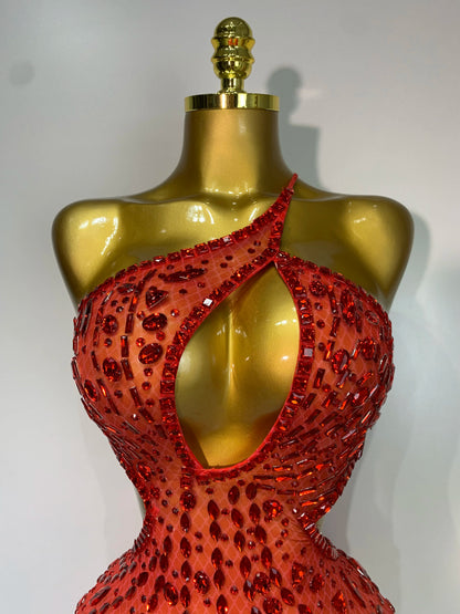 Sexy Sparkly Diamond Backless Short Dress 2025 Women Sleeveless Mesh See Through Evening Birthday Gown Singer Stage Outfit