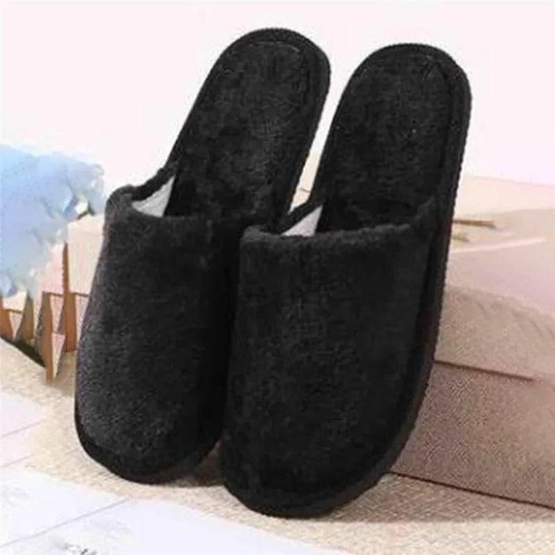 Soft Plush Cotton Slippers Shoes Autumn Winter Couple Unisex Non-Slip Floor Indoor Home Furry Slippers Women Shoes For Bedroom