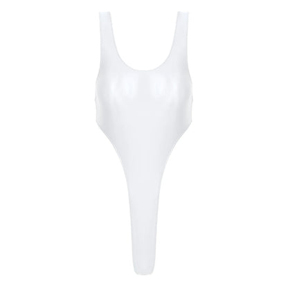 Womens Swimsuit 2022 New Glossy One-piece Swimming Bathing Suit Backless High Cut Bodysuit Sportwear Beachwear Swimwear