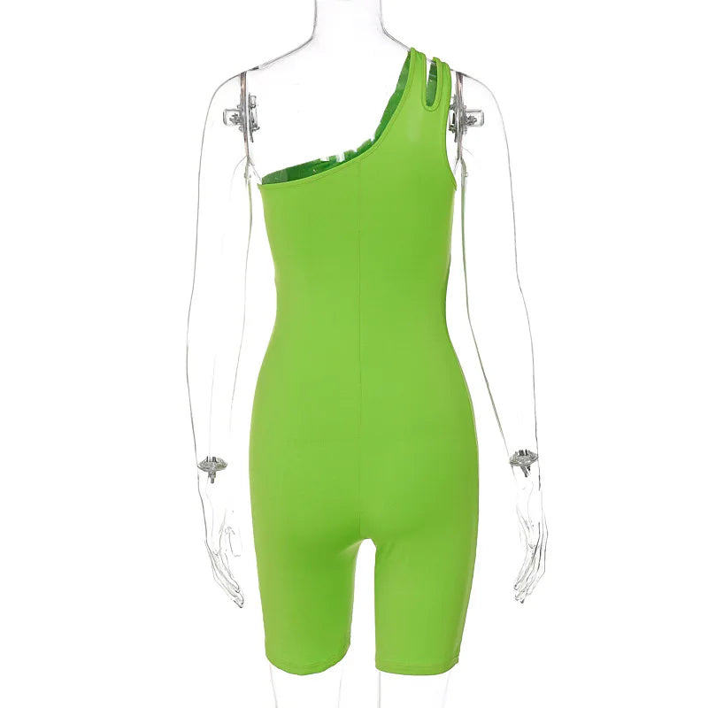 One Shoulder Gym Overalls Fitness Clothing Women Yoga Sporty Jumpsuit Woman 2023 Workout Clothes for Women Sportswear Green