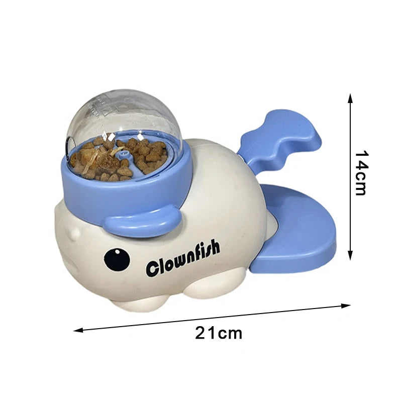 【E】Pet Snack Feeder Dog Food Dispenser Automatic Feeder Puppy Cartoon Duck Whale Design Used To Train Cats Accessories Supplies