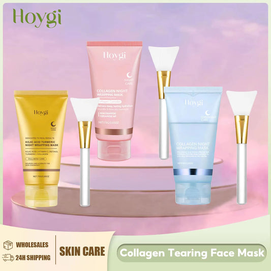 Collagen Peel off Mask Deep Cleansing Pores Oil Control Turmeric Wrapping Night Face Mask for Brightening Rejevenation Skin Care