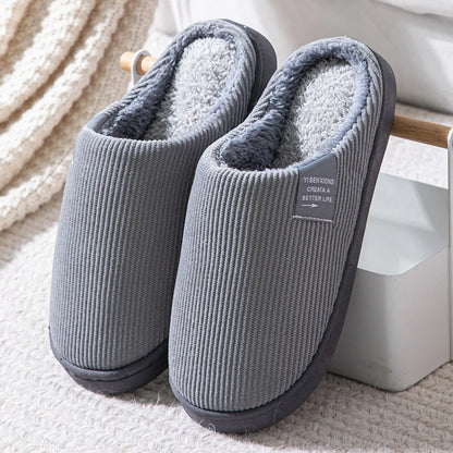 Women's Men's Casual Home Slippers Soft Thick Bottom Household Plush Anti-slip Thermal Indoor Winter Flats