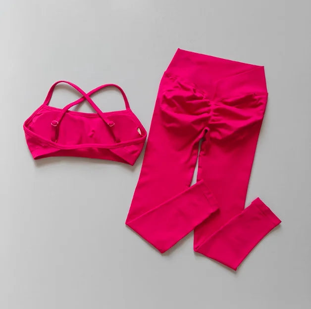 2-Piece Workout Set for Women Quick-Dry Yoga Outfit Butt Lifting Leggings with Sports Bra Fitness Suit