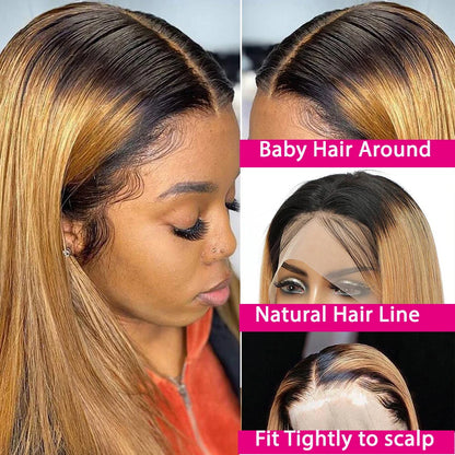 1B 27 Honey Blonde Wig Hd Lace Front Wigs Blonde Lace Front Wig Straight Human Hair Wig Brazilian Remy Colored For Women 30 Inch