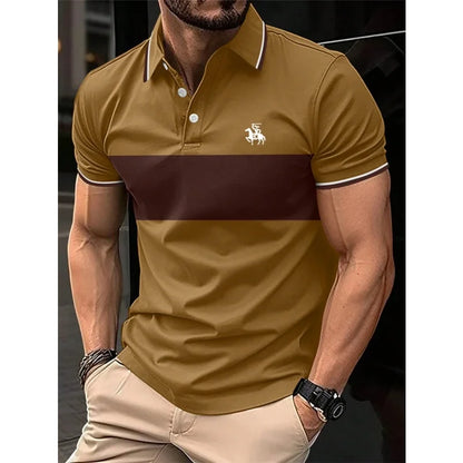 3D Print Striped Color Block Polo Shirt For Men Colorful Pattern T-Shirt Summer Casual Lapel Tops Loose Short Sleeve Street Tees