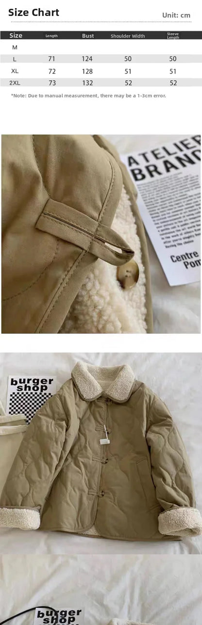 Faionable Double-Sided Wear Lamb Fur Cotton Jaet Women Winter Large Size Casual Thi Warm Cotton Coat Outerwear