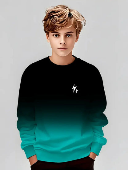 Autumn Classic Boyst-Shirt Outdoor Round Neck Long Sleeves Top Stripe 3D Print Street Loose T-Shirt Comfort Children's Clothing