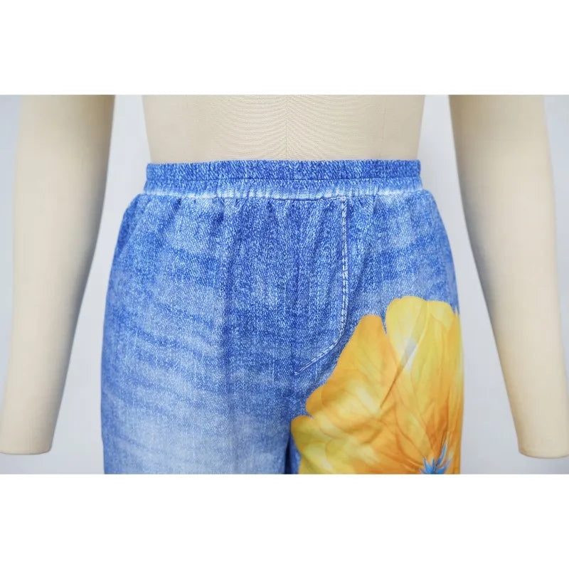 KEXU Women's Tie Dye Printed Wide Leg Casual Loose Long Pants Streetwear