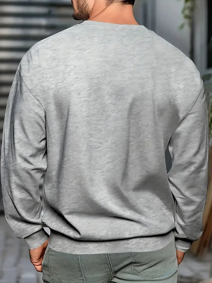 Men's autumn and winter fashionable casual loose FACE THE FUTURE graphic printed long sleeved round neck sweatshirt