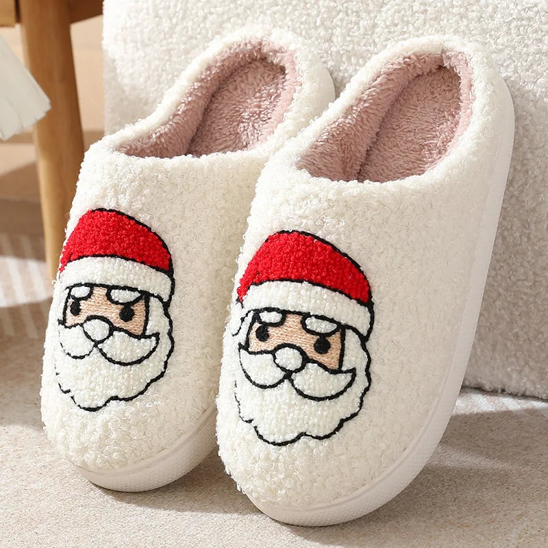 Christmas Elk Warm Cotton Slippers Women Winter Comfortable Home Slides Cute Furry Reindeer Warm Plush Sandals for Men Women