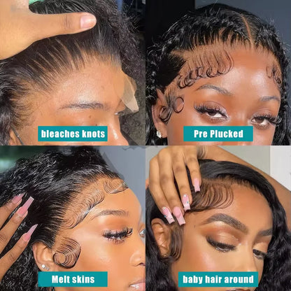 5x5 HD Transparent Lace Deep Wave Frontal Wig 40 46 Inches Hd Lace Frontal Human Hair Wigs For Women Pre Plucked 200 Density