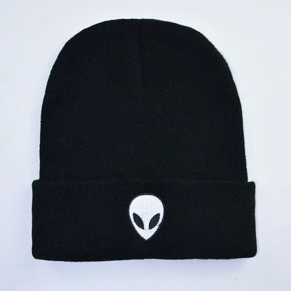 Knitted Beanies Hats Lovely Alien Ghost Skull Embroidery Cap for Autumn Winter Men Cap Warm Melon Cap Street Head Women Gifts