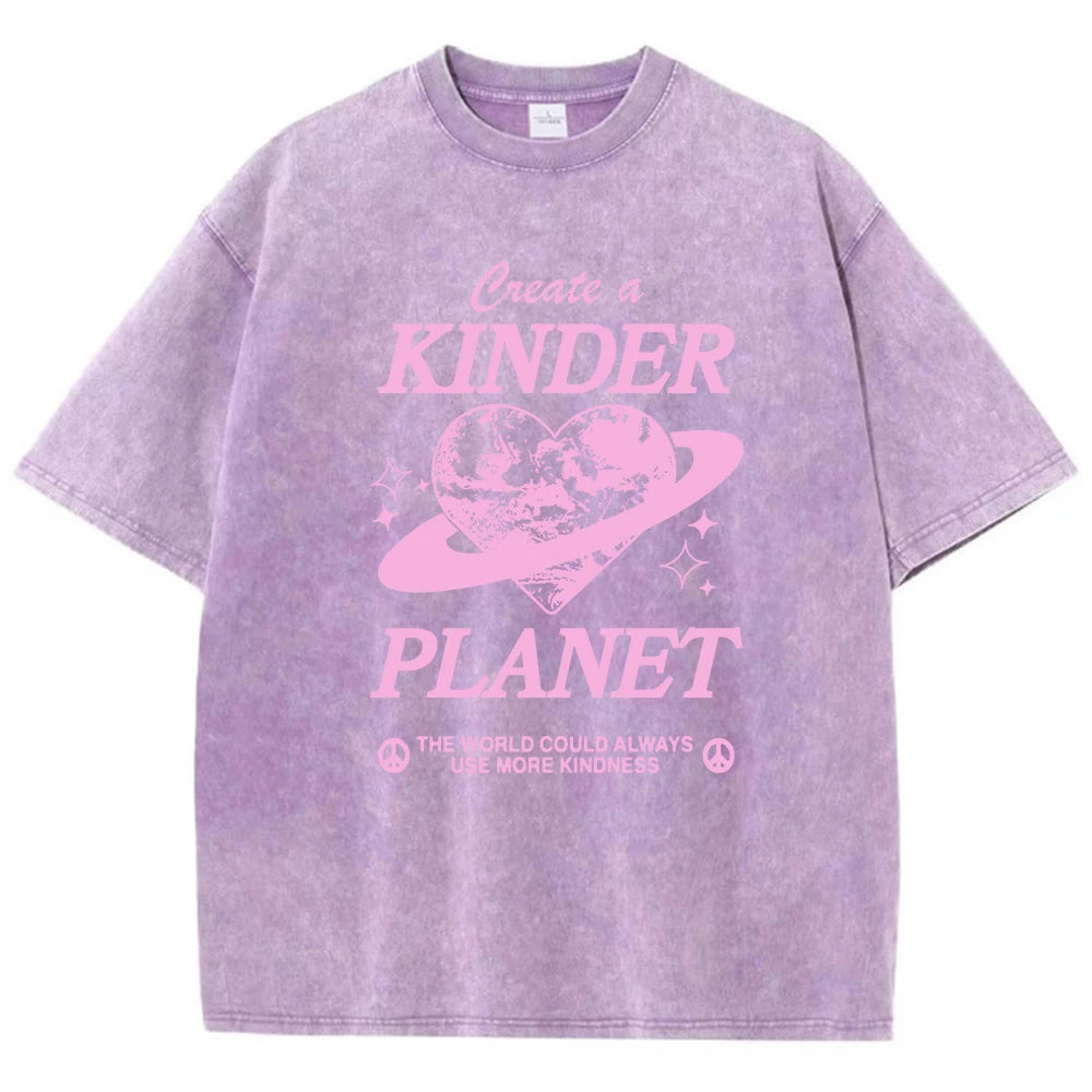 Geeate A Kinder Planet Pink Print Mans Tee Clothing Cartoon Comfort T-Shirt Round Neck T-Shirts Retro S-Xxxl Half Sleeve