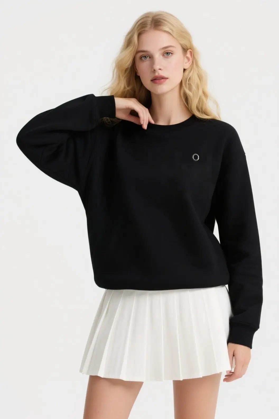 Loose yoga round-neck sweatshirt for men and women American three-dimensional reflective logo casual