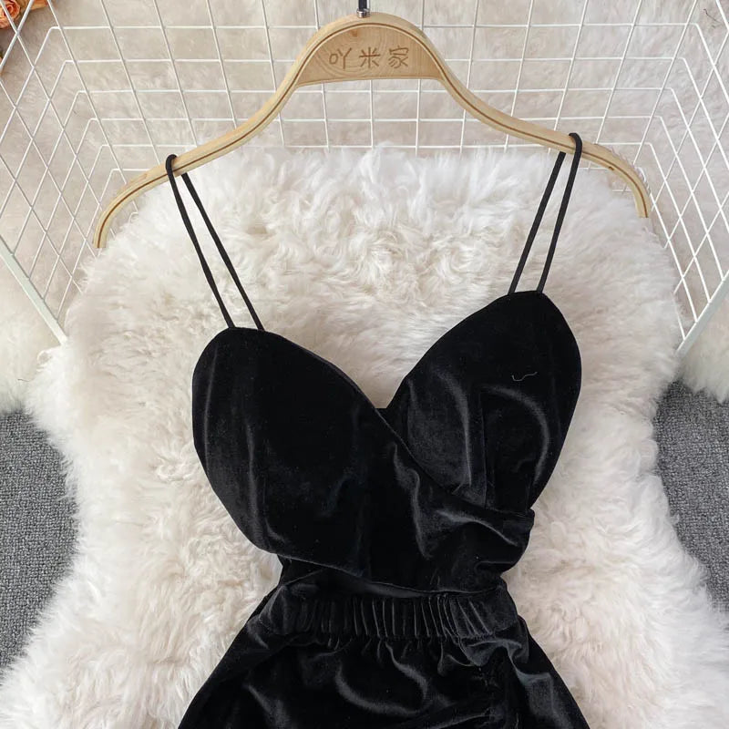 Leopard Print V-neck Sexy Bodycon Mini Dress Women Fashion Spring Autumn Sleeveless Cut Out Waist Backless Party Velvet Dresses