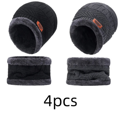 Winter Hats Knit Cap Men And Women Velvet Hat Coral Fleece Scarf Outdoor Riding Hat Warm Thickening Plus Velvet Neck Protect Cap