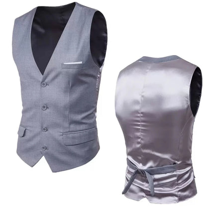 High Quality Men Suit Vest Waistcoat Business Casual Slim Groom Groomsman Wedding Men's Dress Blazer Vests 9 Colors Formal Party
