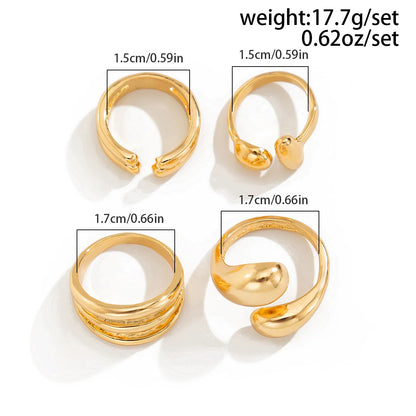 DIEZI 4pcs/set New Hip Hop Metal Finger Rings For Women Girls Men Punk Gold Silver Color Geometric Knuckle Joint Ring Jewelry