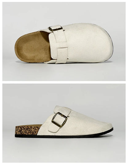 Women's Casual Closed Toe Flip-flops Summer Outdoor Slippers Couple's Flannel Sandals Comfortable Non-slip Wear-resistant Slides