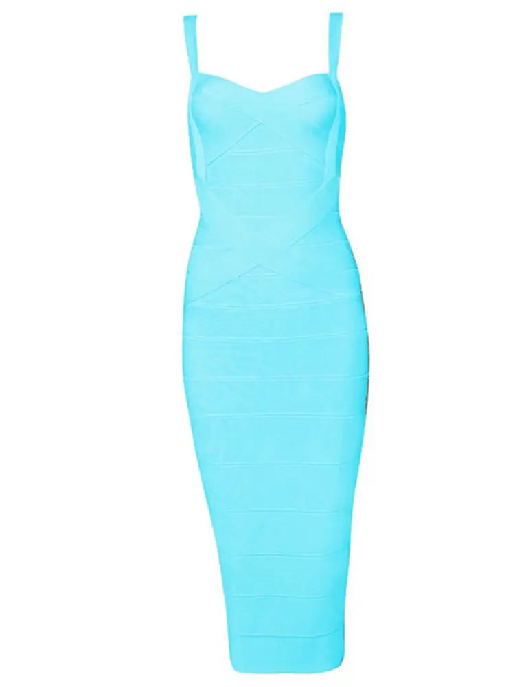 New 2026 Women Sexy Celebrity Midi Red White HL Elastic Bandage Dress Spaghetti Strap Club Bodycon Party Dress Wholesale HL434