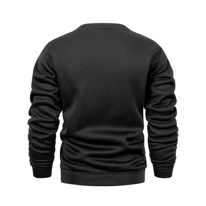 New Mens Round Neck Sweatshirt Solid Color Loose Casual Pullover Men Fashion Warm Long Sleeve Hoodies Men Clothing