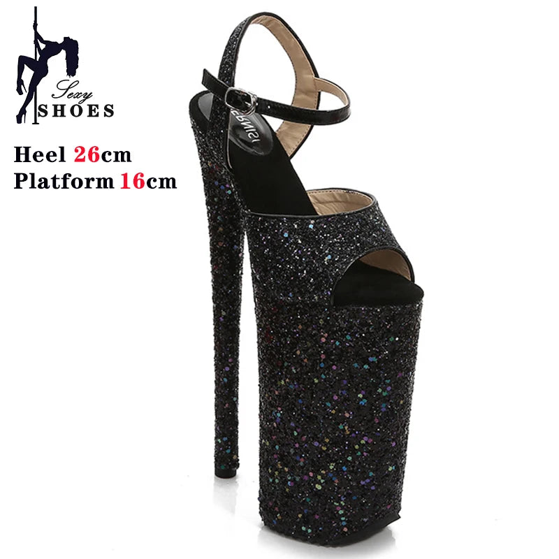 Pink Shiny Women Sandals 26CM/10Inchs High Heels Ultrahigh Heel Stripper Slippers Pole Dance Shoes Party Stage Show Sandals