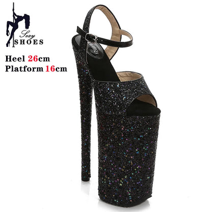 Pink Shiny Women Sandals 26CM/10Inchs High Heels Ultrahigh Heel Stripper Slippers Pole Dance Shoes Party Stage Show Sandals