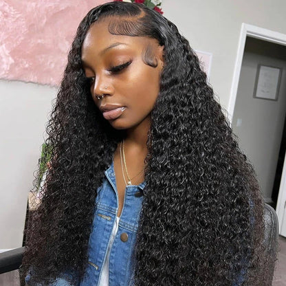 CEXXY 300% High Density Deep Wave 13x6 HD Lace Frontal Wig Brazilian Curly Water Wave Lace Frontal Wigs 36 Inches For Women