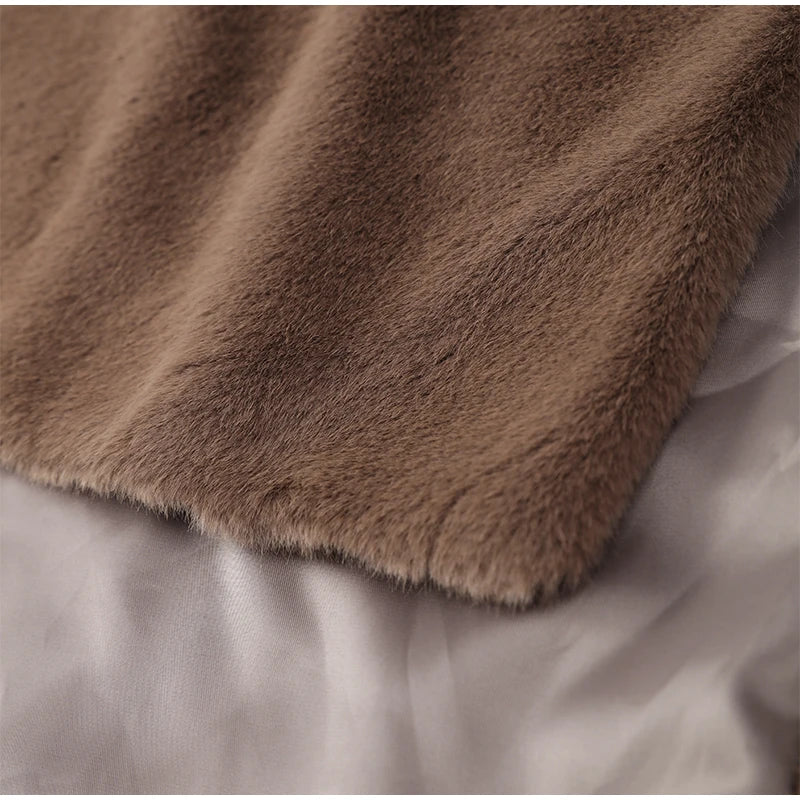 Solid Faux Fur Vest Crop Top Women Fashion Turtleneck Fluffy Short Tank Tops 2025 Winter Female Elegant Sleeveless Jacket Coat