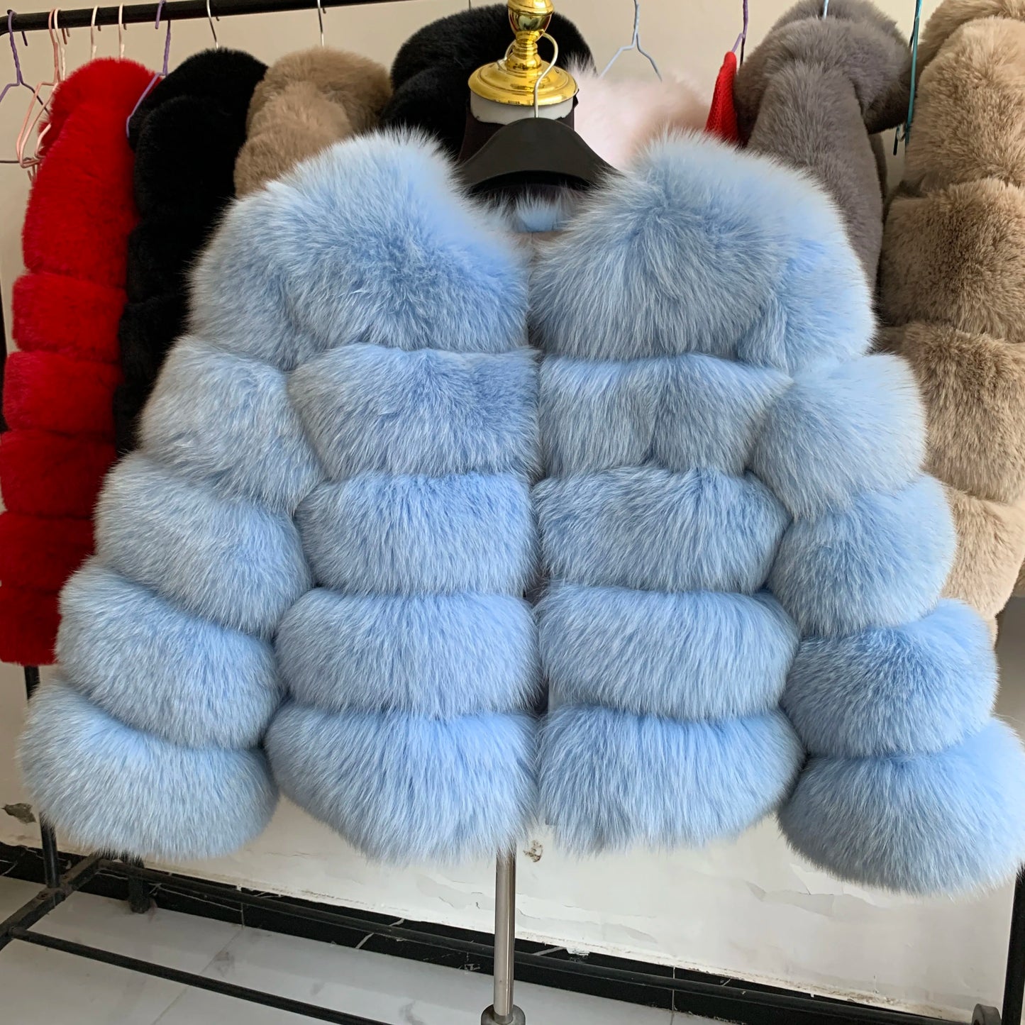 New Real fox fur coat women's winter warm 100% natural fur jacket Short Raccoon fur coat women's  high quality hot sale