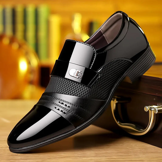 Men's Dress Shoes Pointed Toe Oxfords Classic Business Men Leather Shoes Slip on Wedding Casual Shoes Office Comfortable Loafers