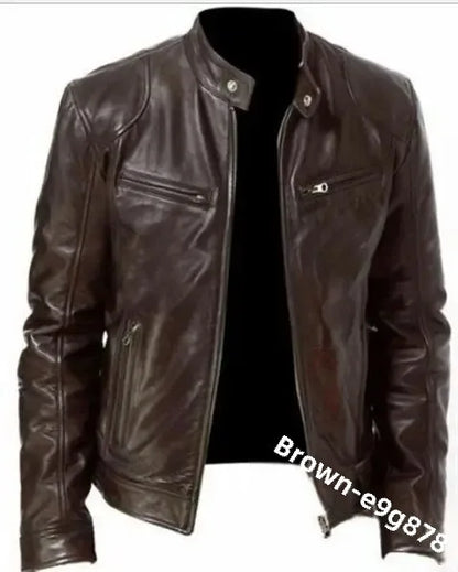 2022 Autumn/Winter New Fashionable PU Leather Men's Casual Jacket Wholesale Amazon European Style Motorcycle Leather Coat