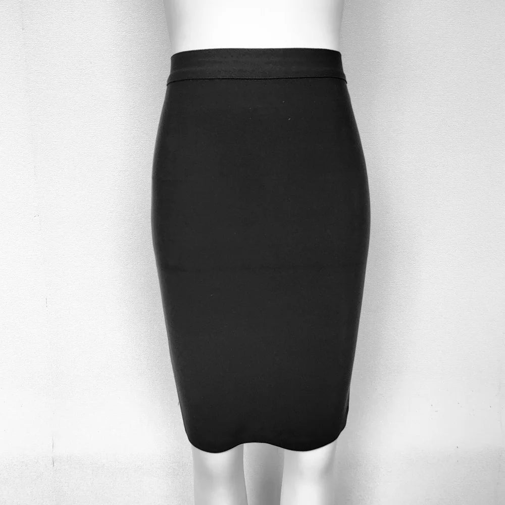 BEAUKEY Classic Black Bandage Skirts For Women High Quality Elastic Pencil Elastic Skirts Vintage Office Lady Skirt Maxi Cheap