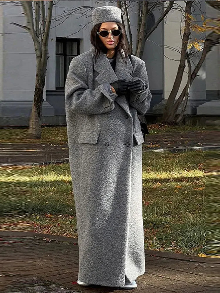 Solid Warm Elegant Women Coat Turn-down Collar Long Sleeve Jacket Casual Winter Autumn Long Outerwears Lady Fashion Loose Coats